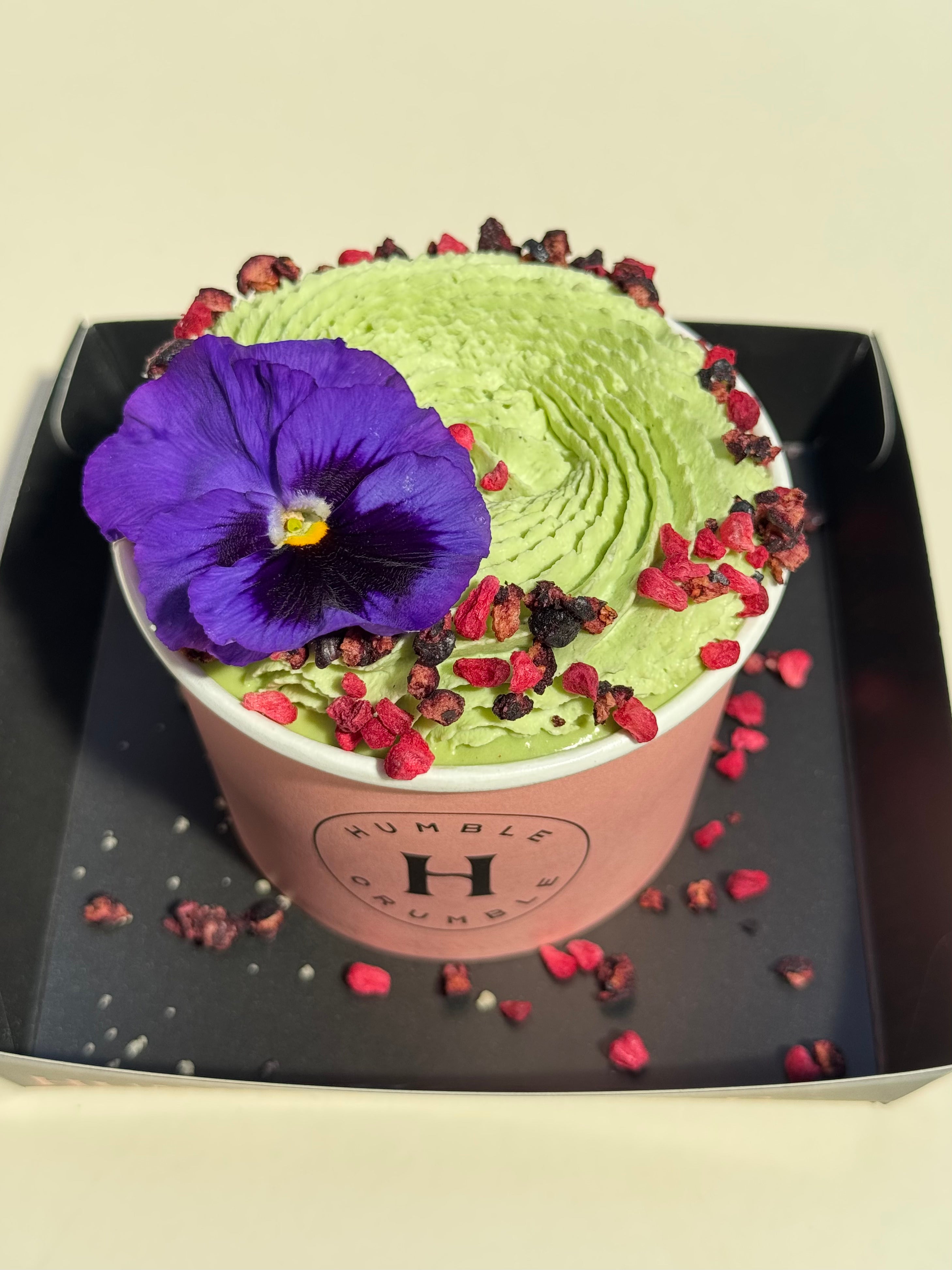 Cherry-Berry Matcha Crumble
