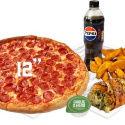 Any  12" Pizza + Stromboli + Wedges with Dip + Drink