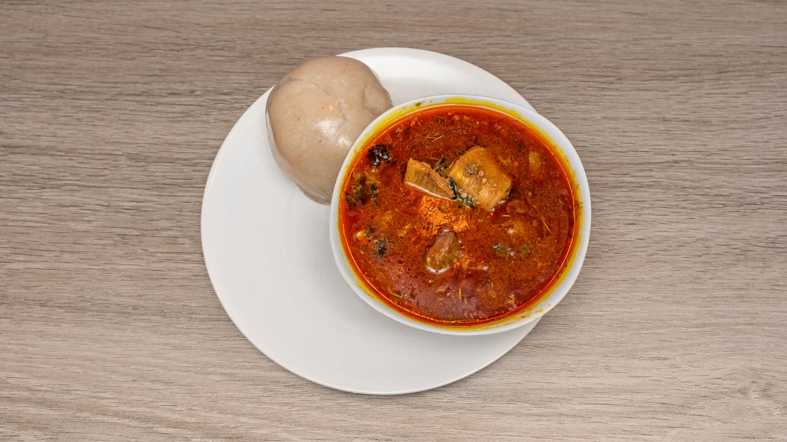 Banku & Assorted Meat Okro Soup