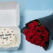 Get well soon cake with red roses