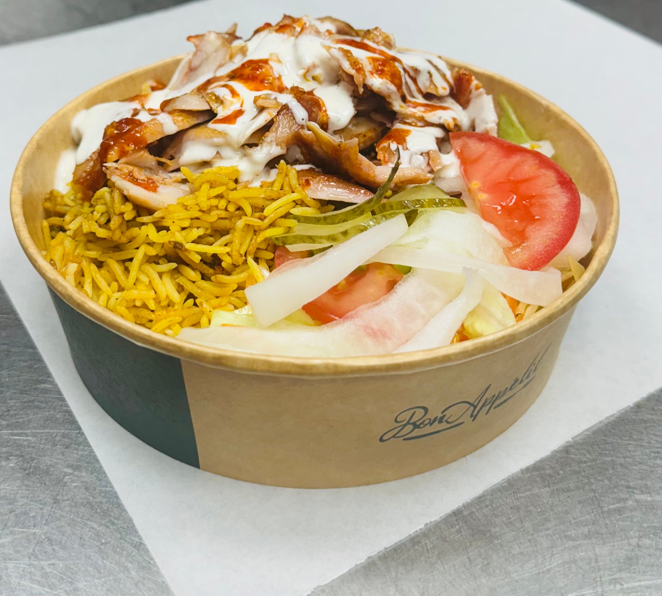 Rice chicken doner box