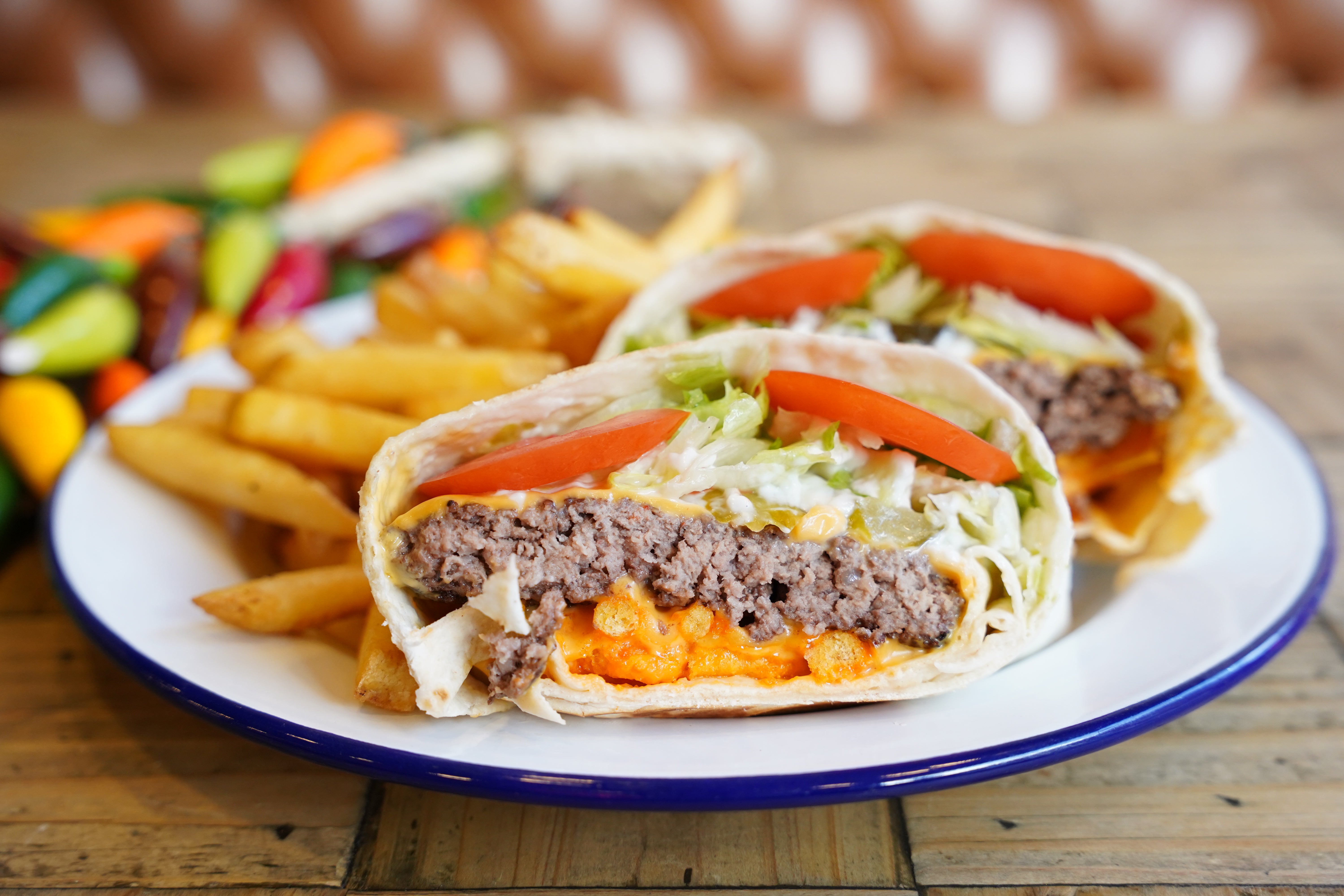 Cheetos Taco Burger with fries