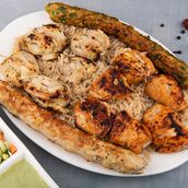 Mix Grill Single With Rice, Kabab 2 Pieces, Bbq Mix 12 Pieces