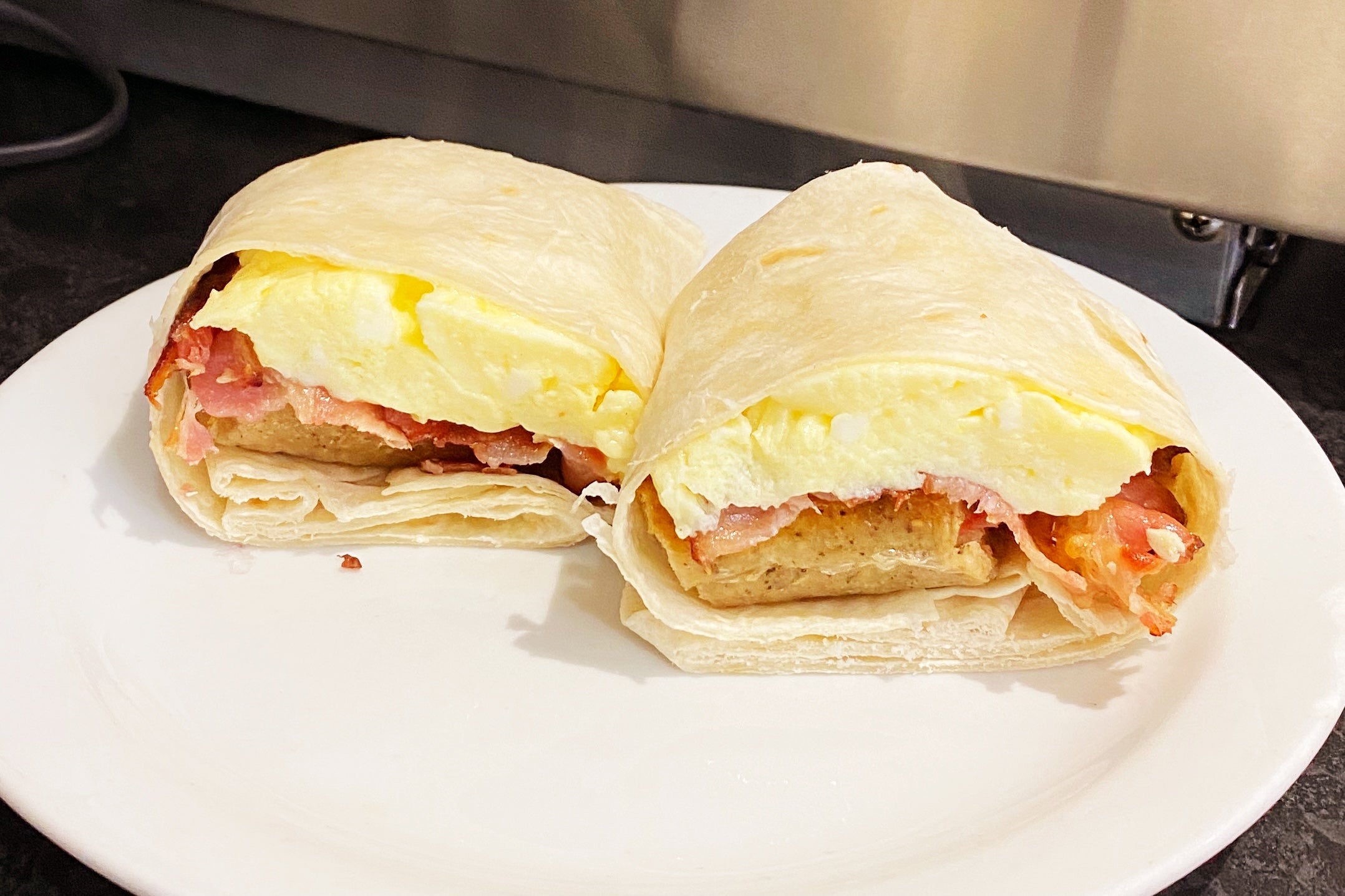 Scrambled Egg, Sausage and Bacon Wrap