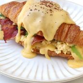 Egg and Bacon Croissant with Hollandaise Sauce
