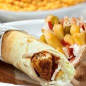Chicken Escalope Sandwich And Potato Sandwich With Lebanese Bread
