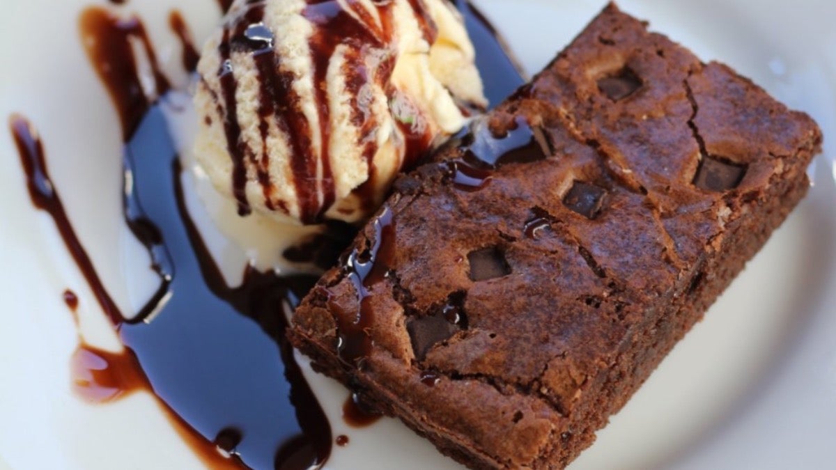 Chocolate brownie & vanilla ice cream