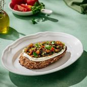 Tomato salsa and parmesan cream