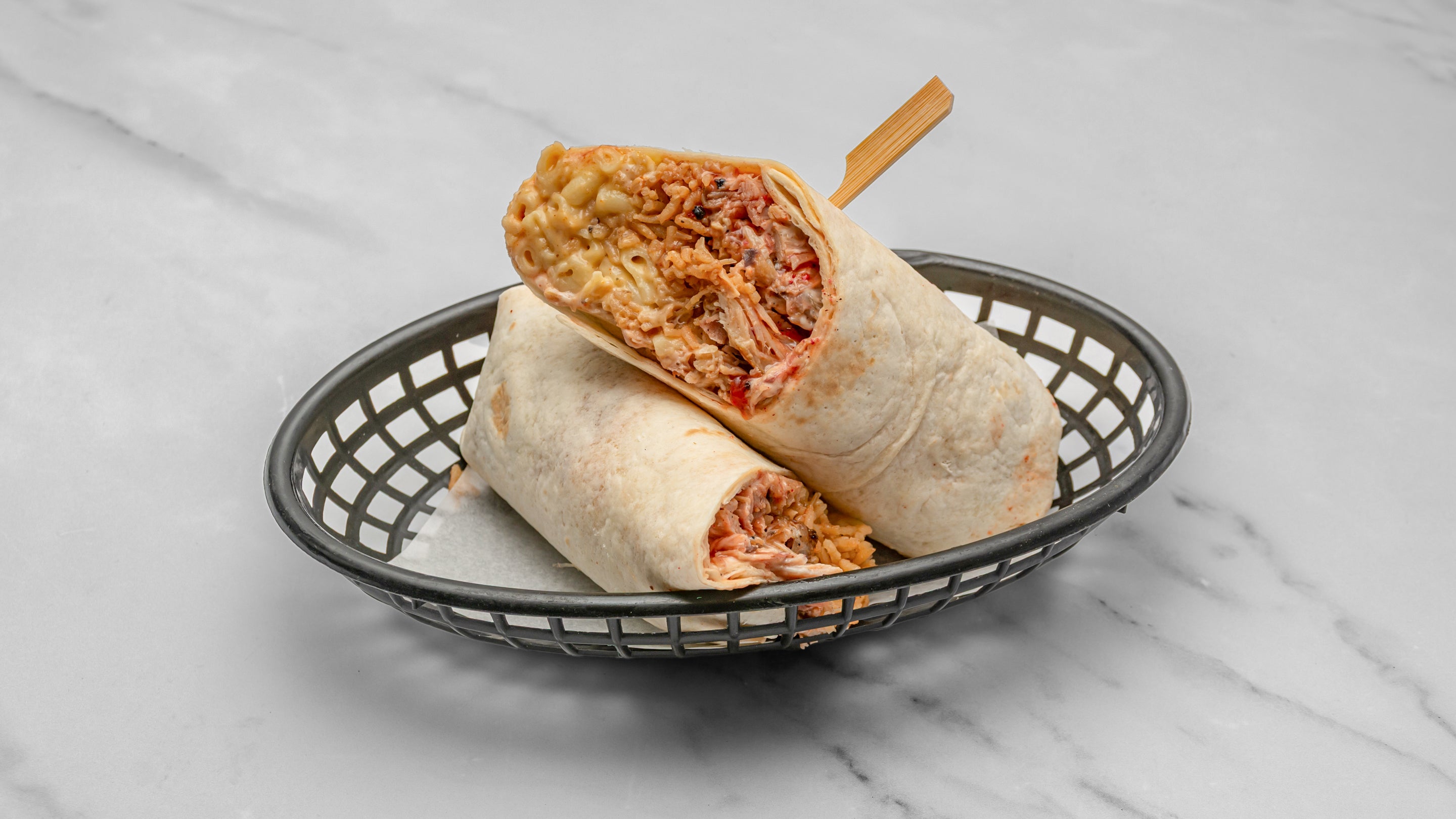Juicy Jerk Mac N Cheese Burrito