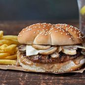 Beef & Mushroom Burger With Fries