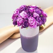 Purple Artificial Baby Roses In Vase 1806