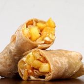 Chapati, Potatoes, Ketchup And Mayonnaise