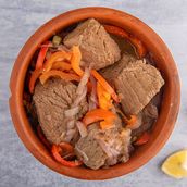 Onion Meat Casserole With Bread And Pickles