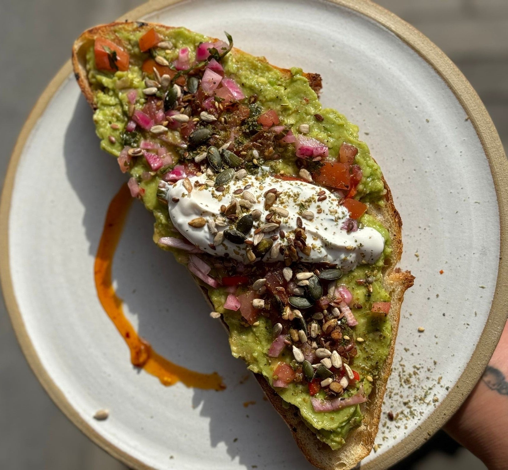 Smashed avocado on wholegrain sourdough