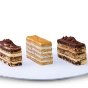 Selection of 3 sliced of cake