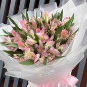 15 Stems Pink Alstmeria Flowers Bouquet 