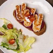 Halloumi Toast With Beetroat Humus