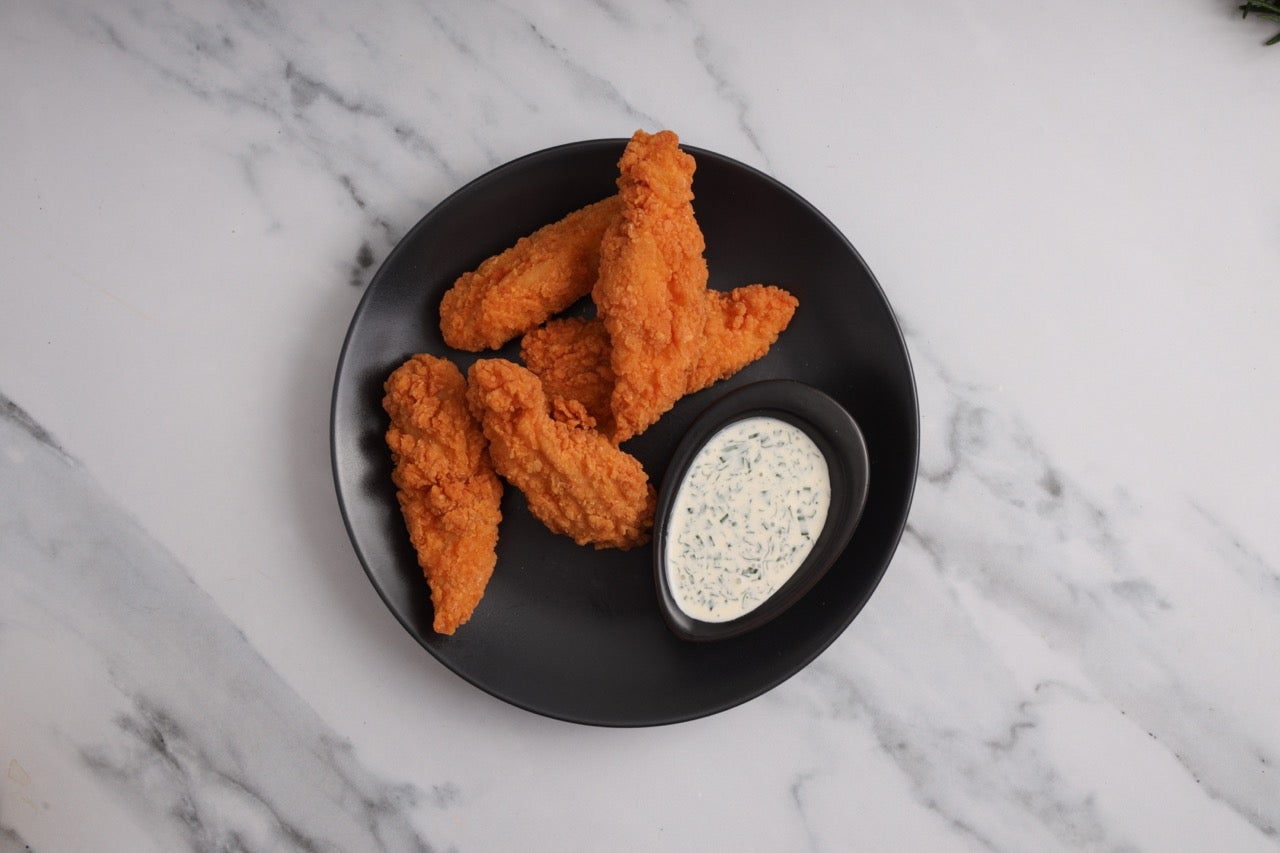 2. Chicken Goujons with Garlic Basil Sour Cream