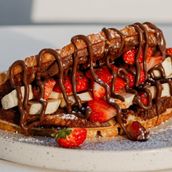 Waffle With Banana ,Strawberry And Nutella