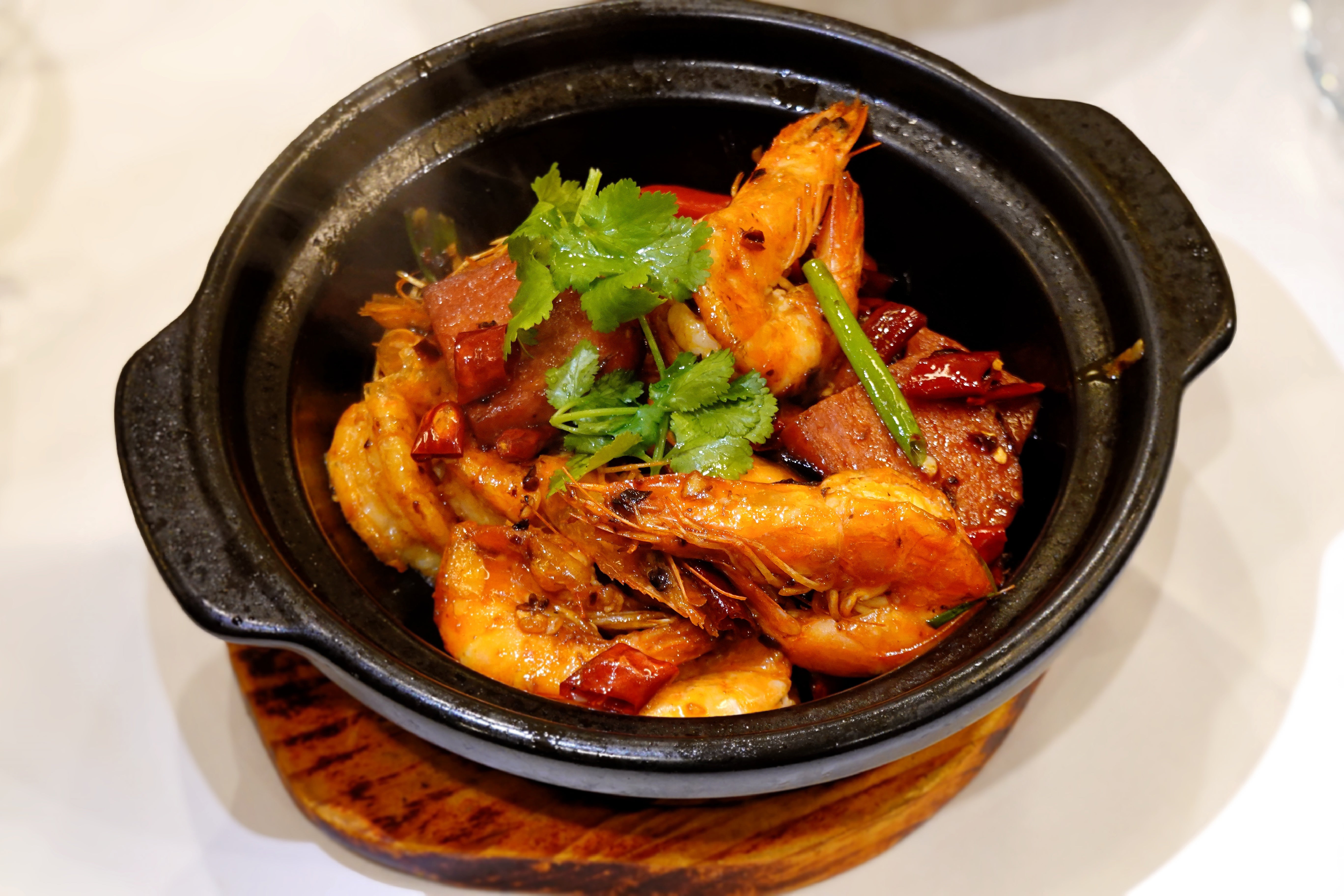 麻辣香锅虾 Spicy Hot Pot Shrimp with Luncheon Meat