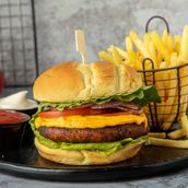 Grilled Beef Burger With Fries