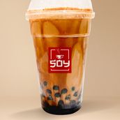 Black sugar pearl, boba jelly and cream mousse
