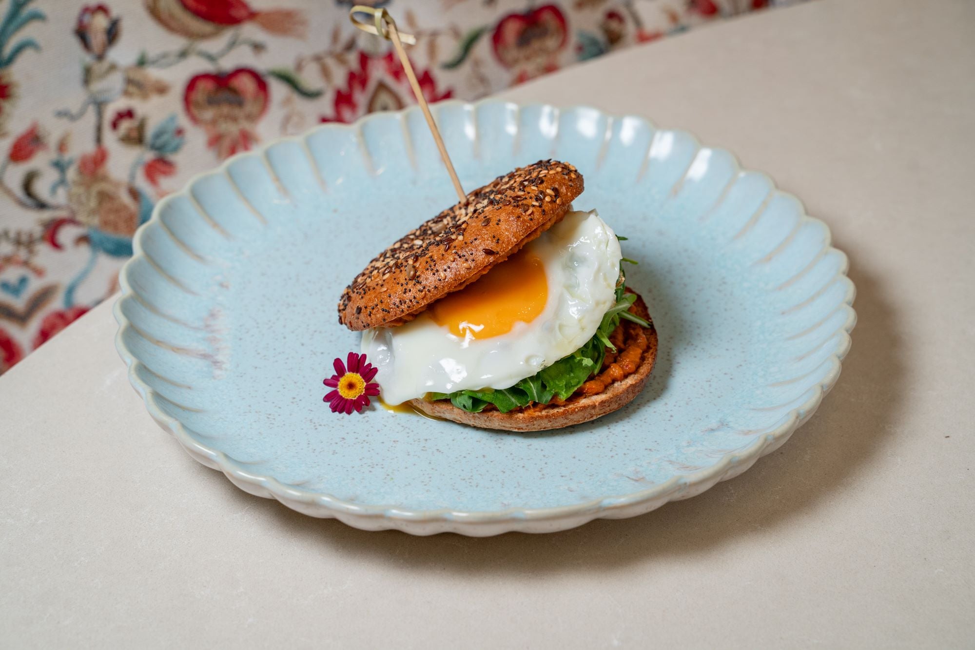 Turkey Ham,Avocado and Fried Egg Bagel