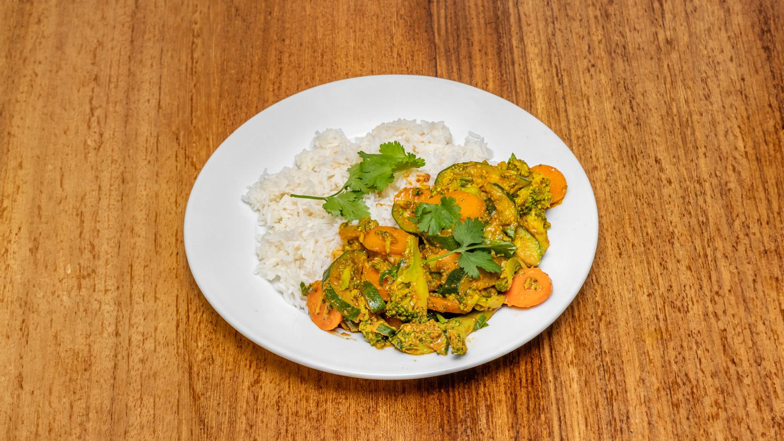 mix vegetable curry with rice