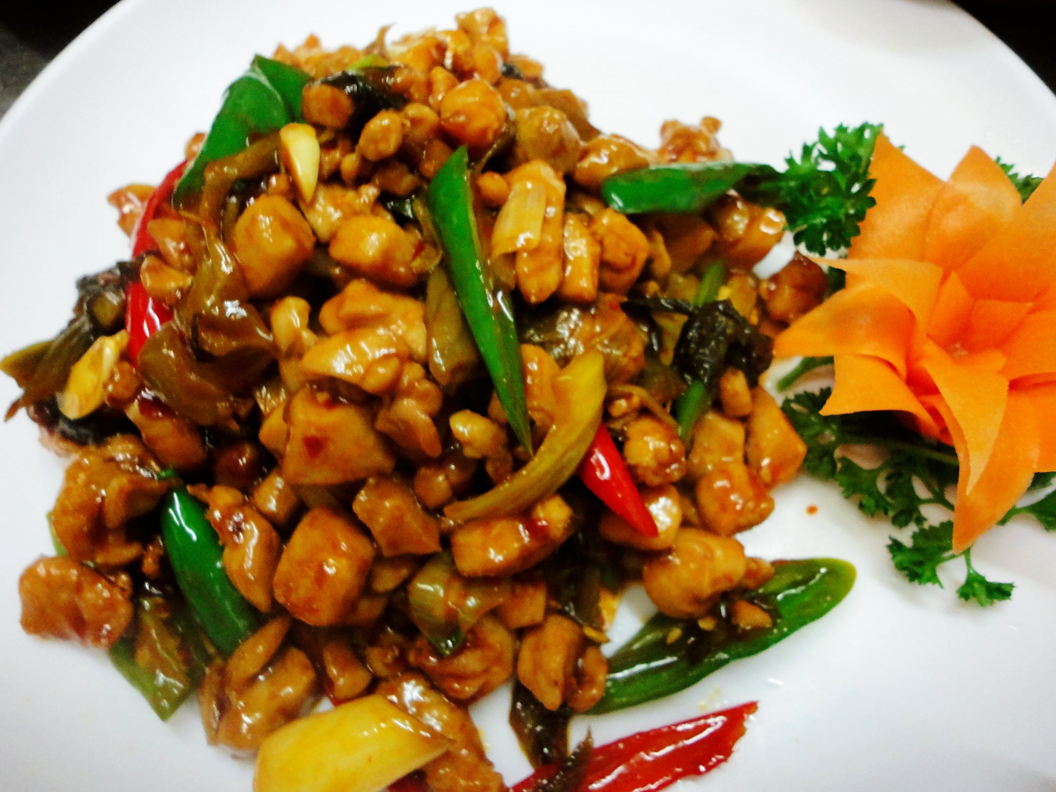 Fried Diced Chicken and Pickled Cabbage with Chilli Oil Sauce