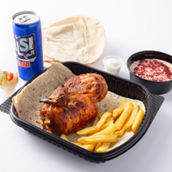 Half Chicken With Potatoes, Garlic Dip, Pepsi, Bread And Hummus