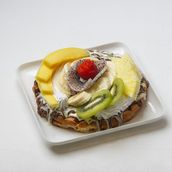Waffle with Cream, Fruits and Nutella