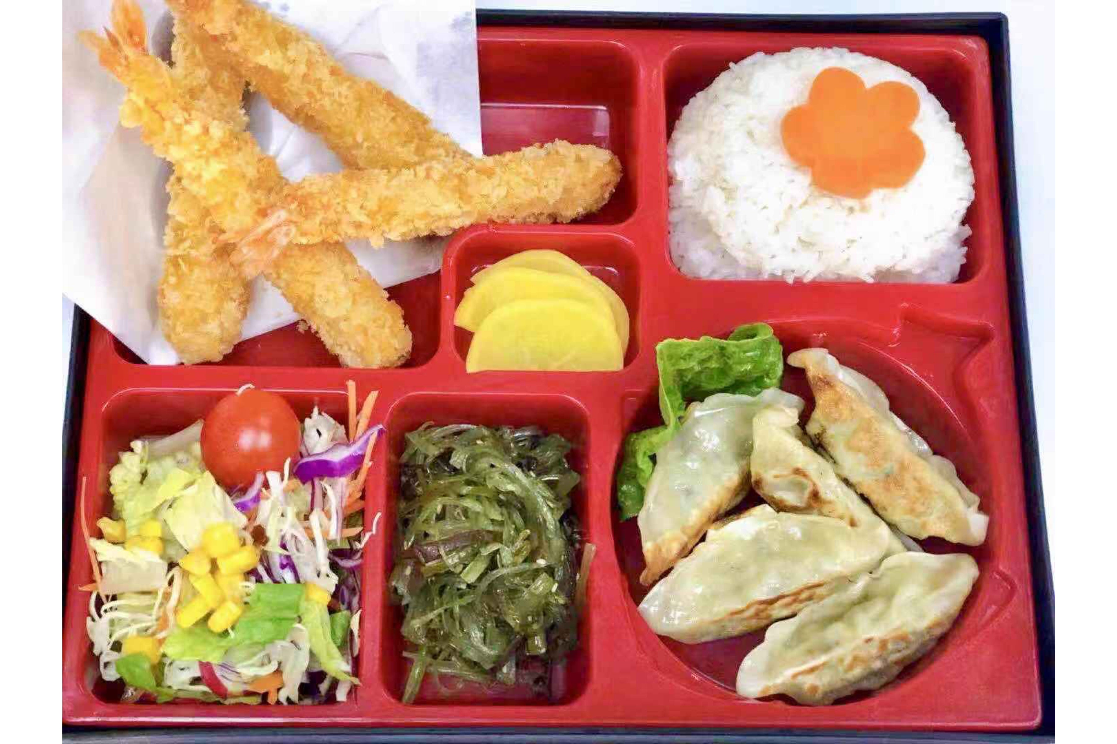 Chicken Gyoza and Prawn Katsu Bento