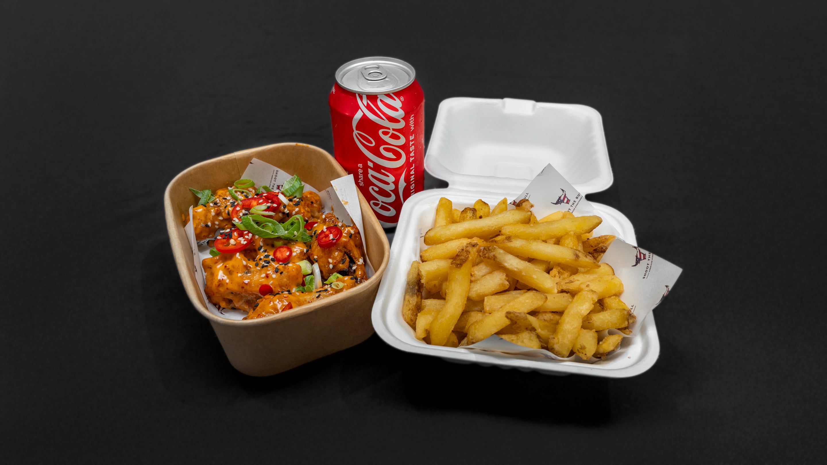 6 Wings, Fries, Can of Drink