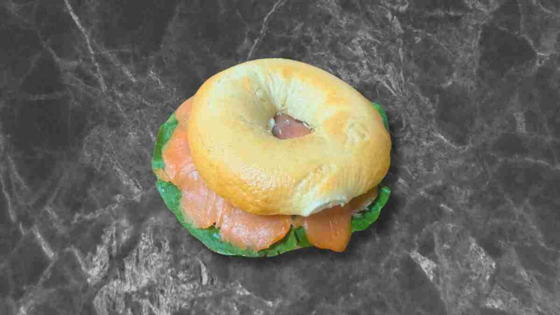 Salmon, Cream Cheese & Lettuce Bagel