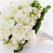 White Damask Bouquet With Soft Green Leaves Base