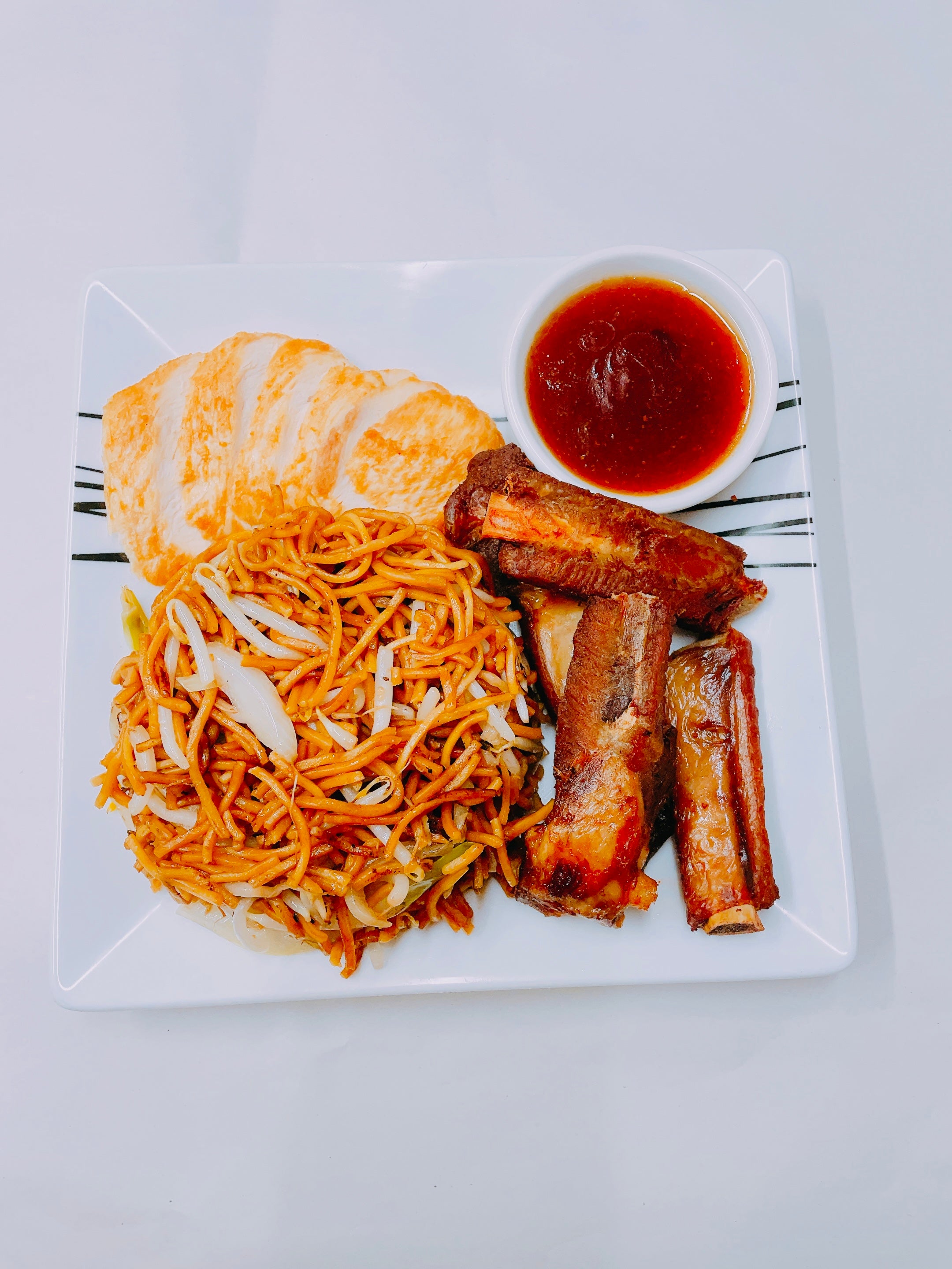 136.Roast Chicken and Spare Ribs Chow Mein.