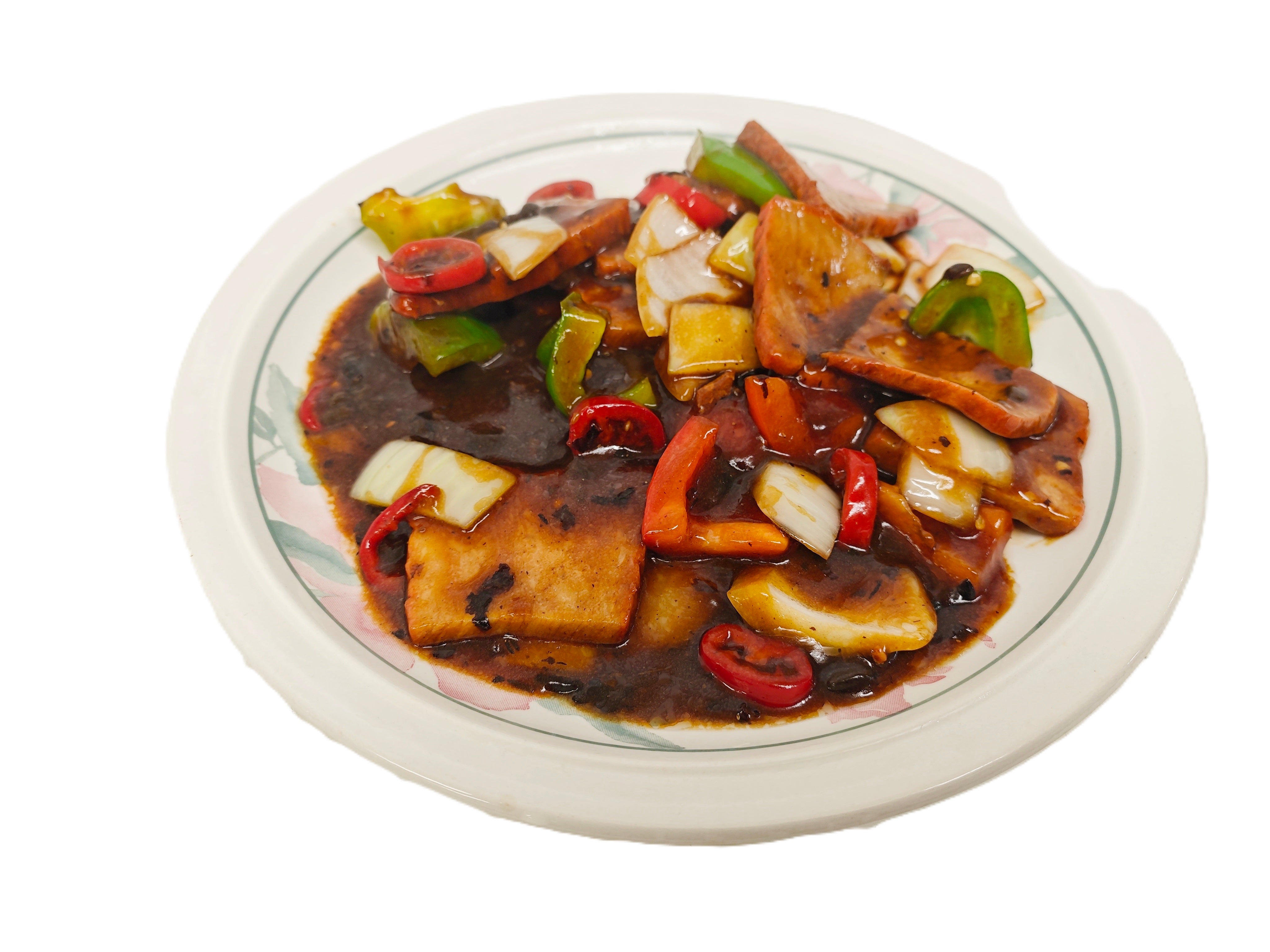 Roast Pork with Green Pepper in Black Bean Sauce