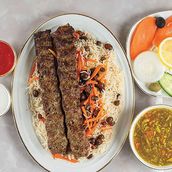 Afghani pulao beef kabab