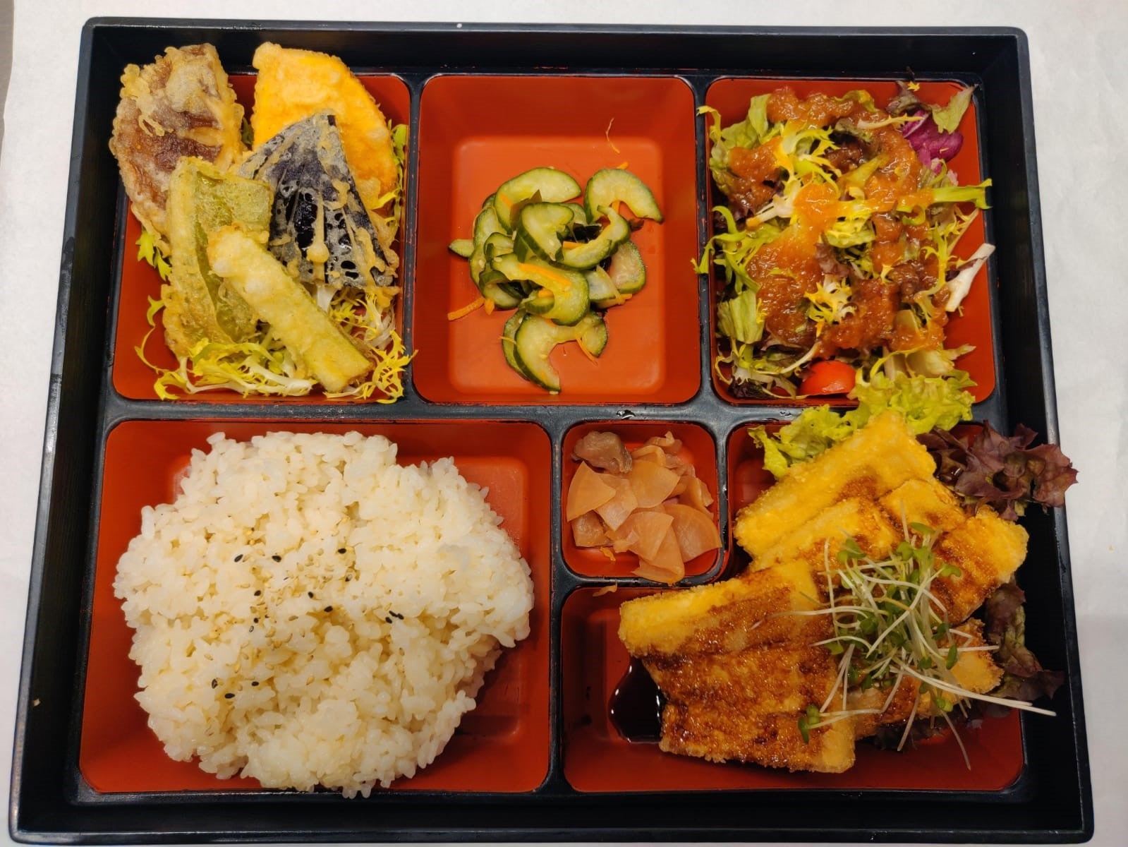 Vegetable Tempura and Tofu Steak