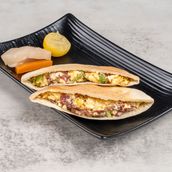 Pastrami eggs sandwich
