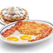 Pancake Combo (Pick any Pancake + 2Eggs your way + 2Bacon or 2Sausages + Hashbrowns)