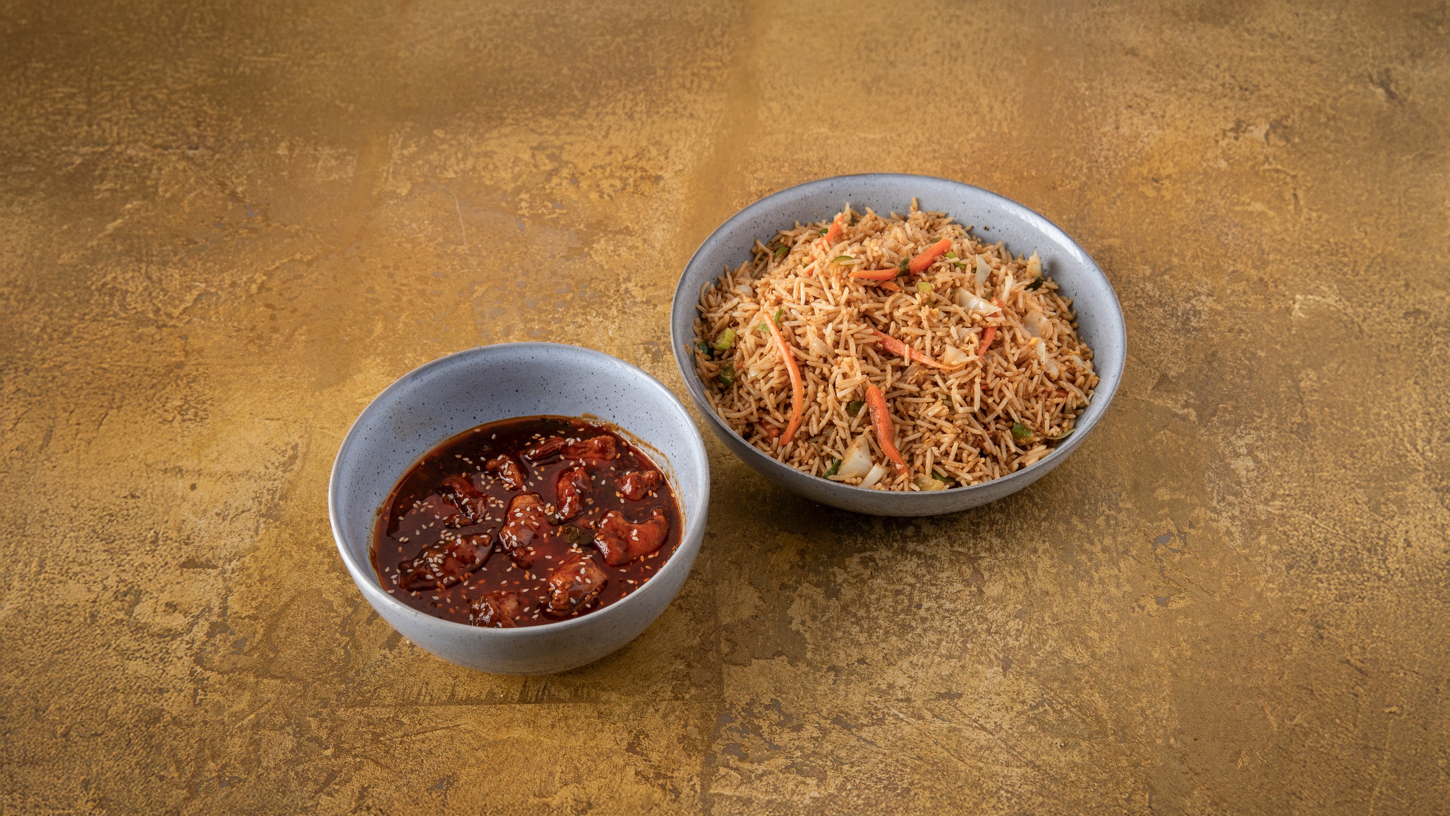 Egg Fried Rice with Chicken Manchurian
