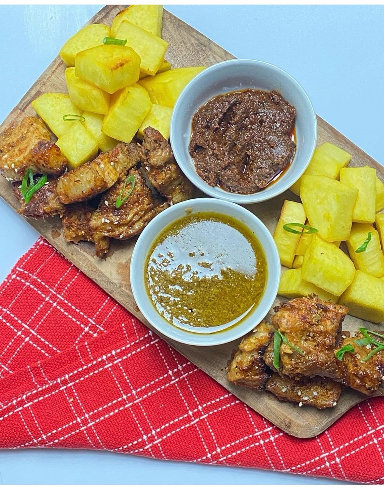 Fried yam with chicken
