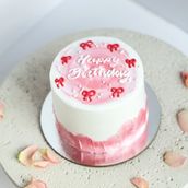 White with Pink Paint Bento Cake 