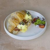 Croissant Benedict With Egg and Turkey