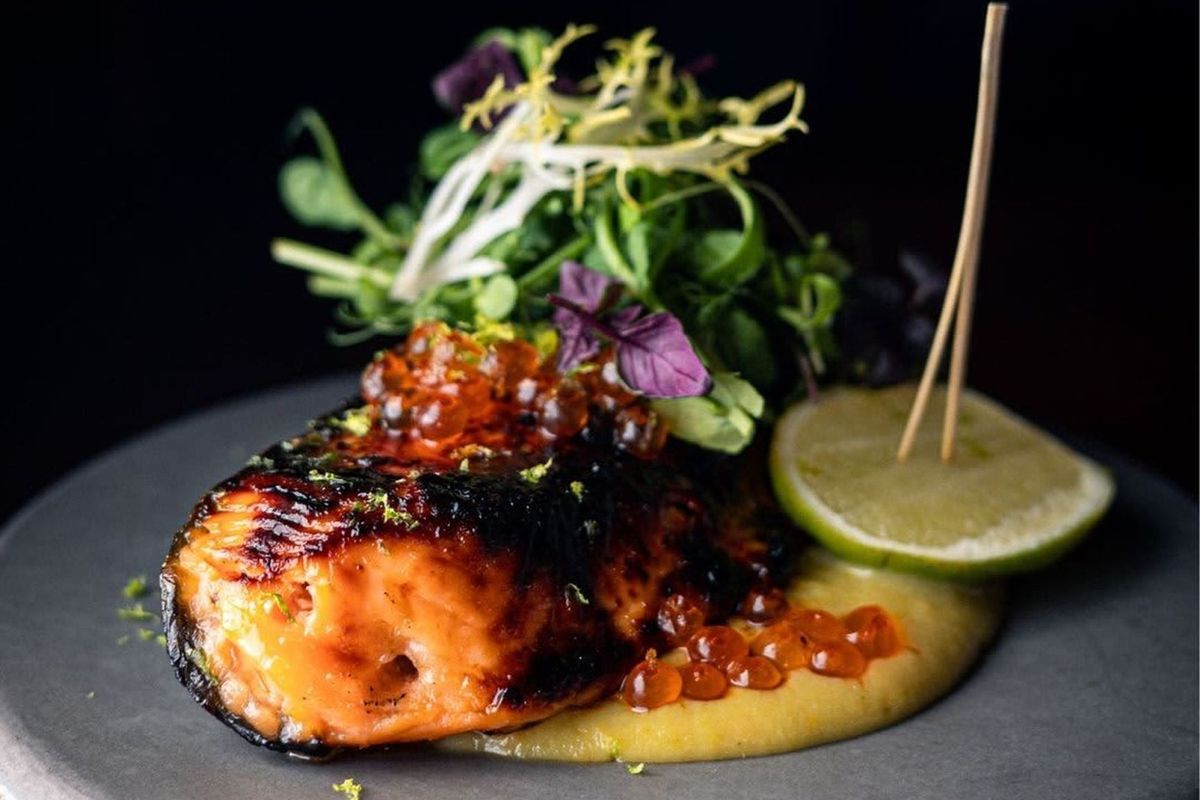 Grilled Miso Salmon with Orange & Wasabi Miso and Ikura