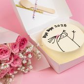 Bye bye 2025 cakes with flowers pink