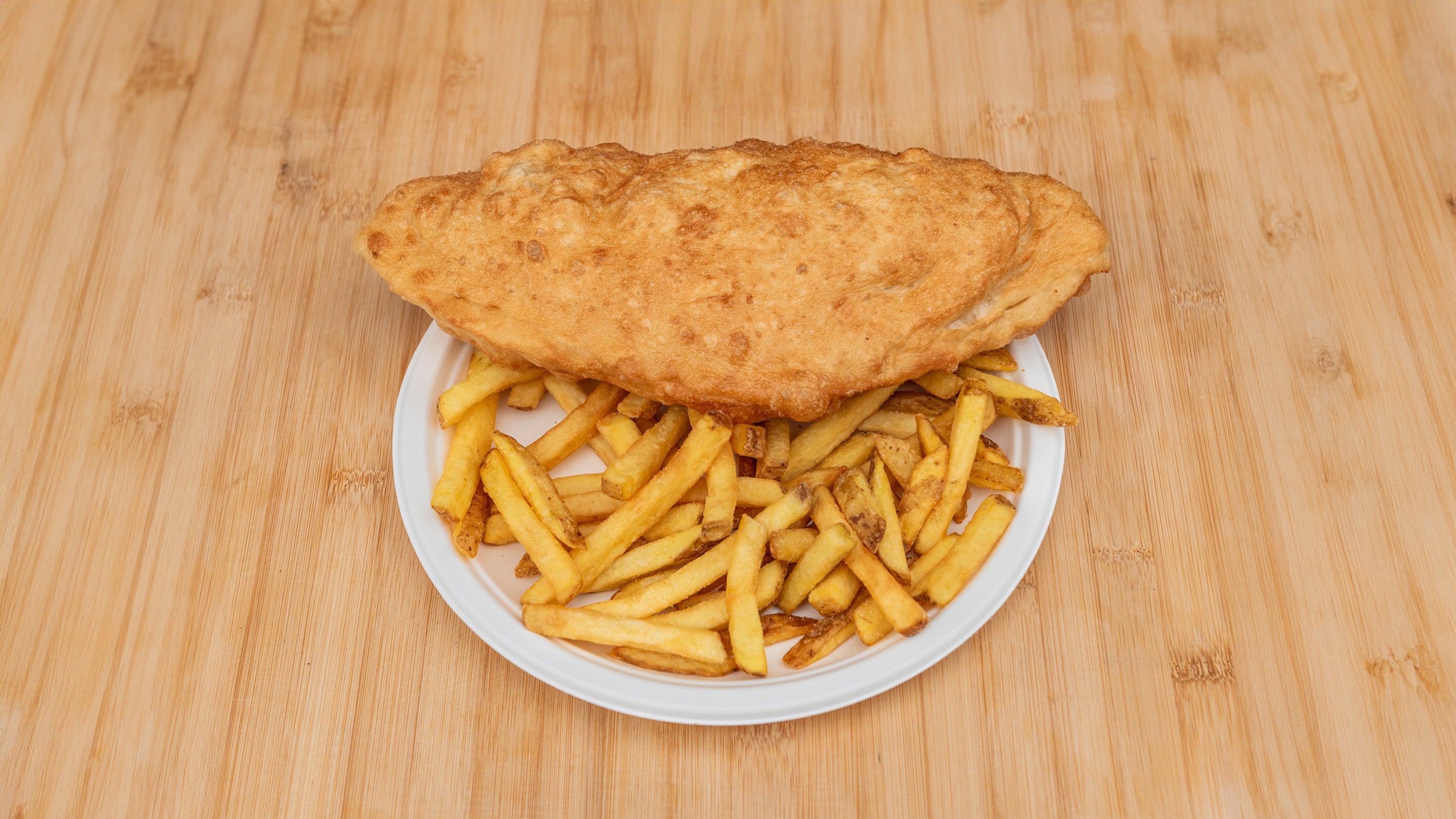 Sausage Fried Pizza  and fries