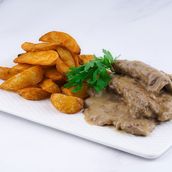 Steak with Mushroom Sauce And potato