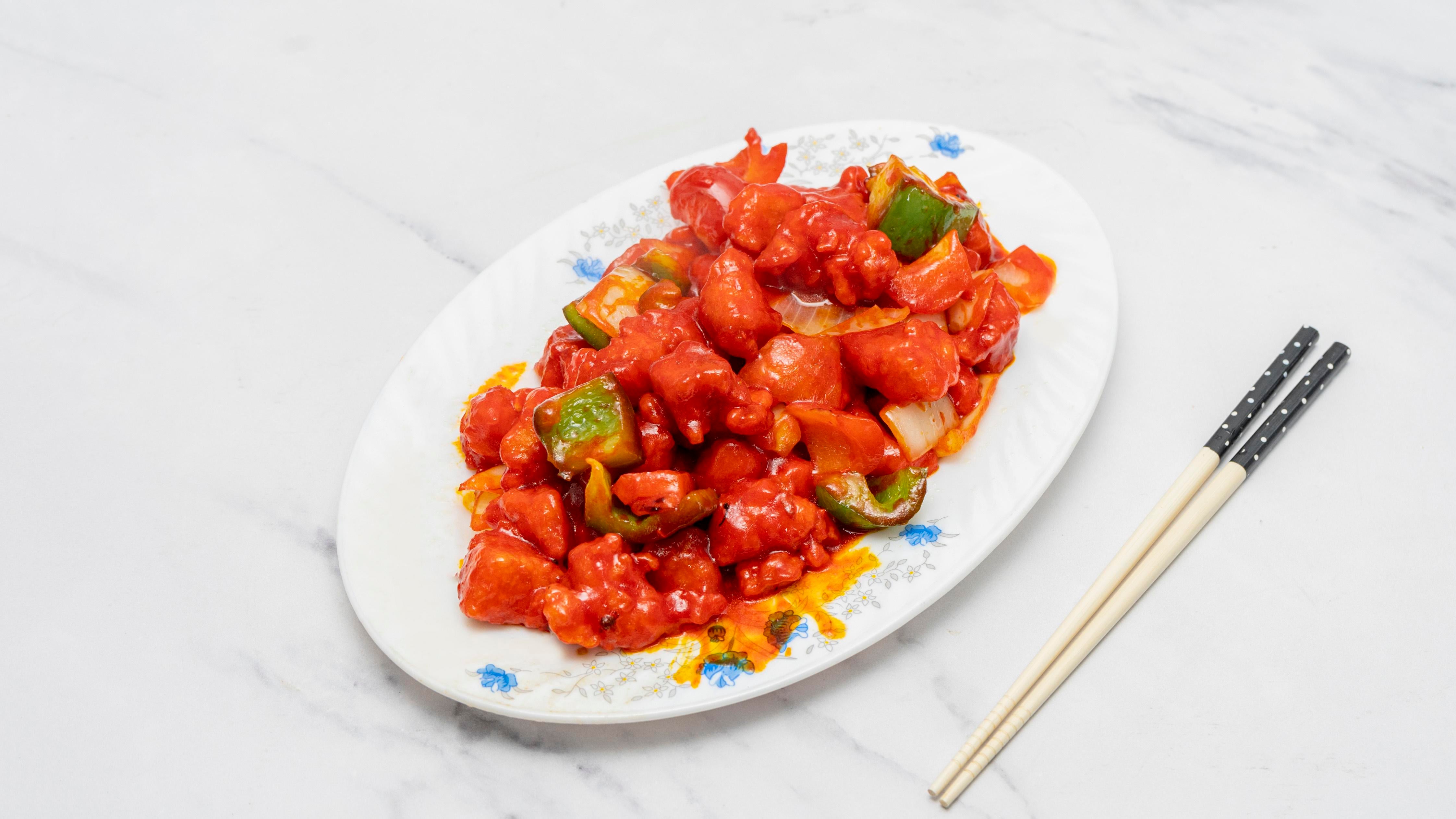 Sweet and sour chicken with ( Rice or Noodles)